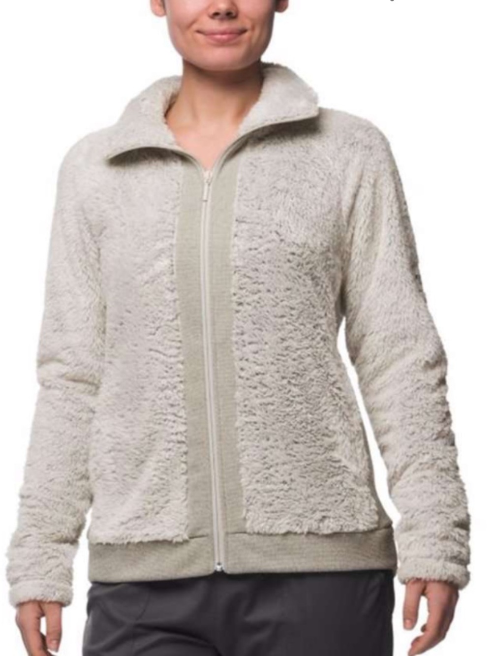 The North Face Furry Fleece Full Zip Jacket Teddy Sherpa Light Gray Women’s M